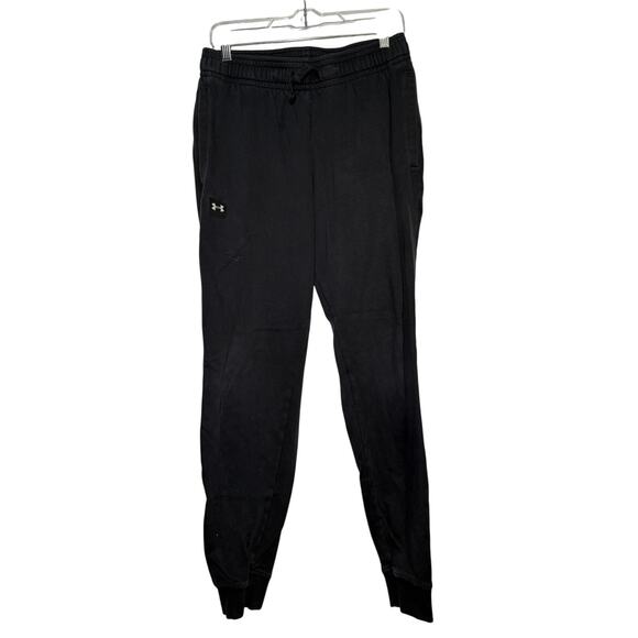 Under armour black fleece jogger sweatpants mens medium lounge workout sporty - Picture 1 of 6